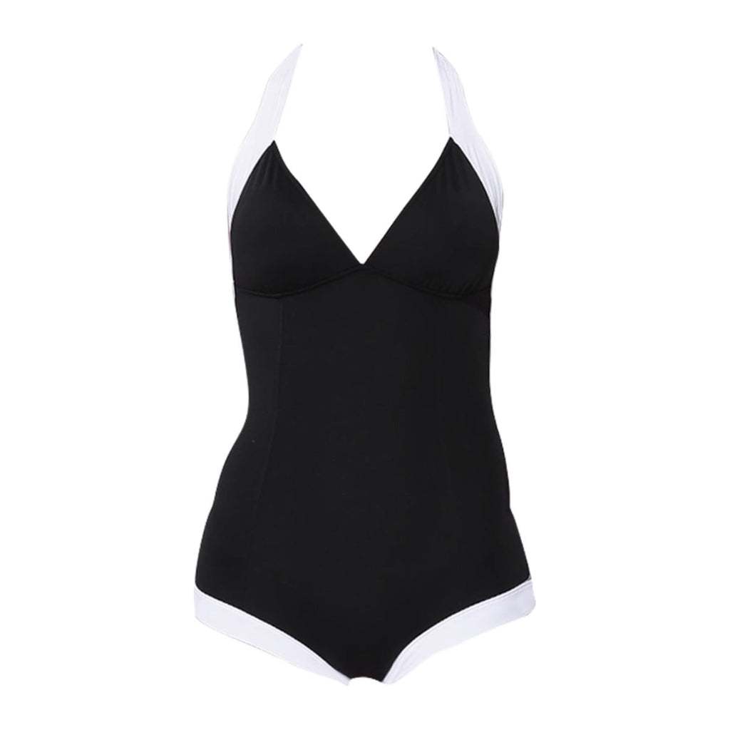 Black Vintage One Piece Swimsuit-3