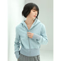 Blue Cropped Zip Through Hoodie-0
