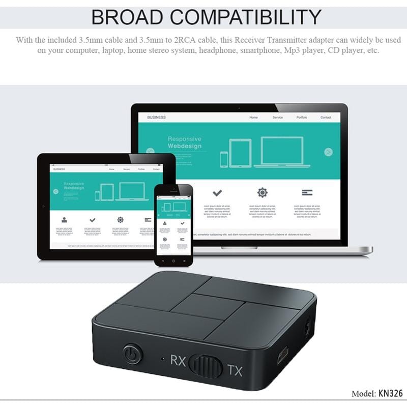 Bluetooth 5.0-ljudtransmitter och -mottagare
