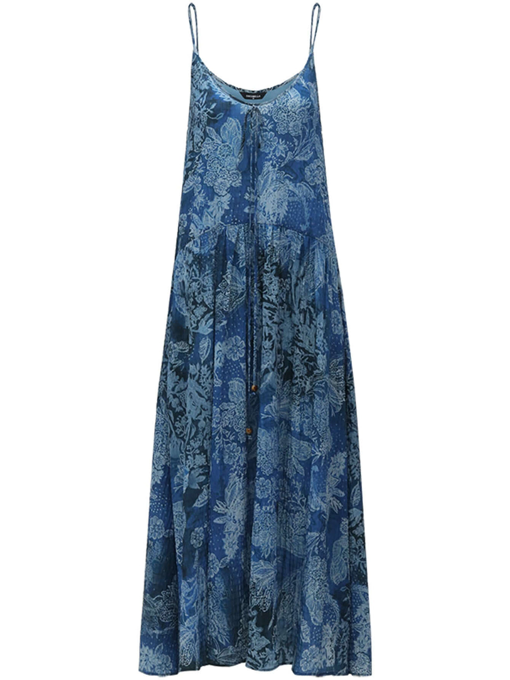 Bohemian Blue Floral Textured Maxi Dress-3