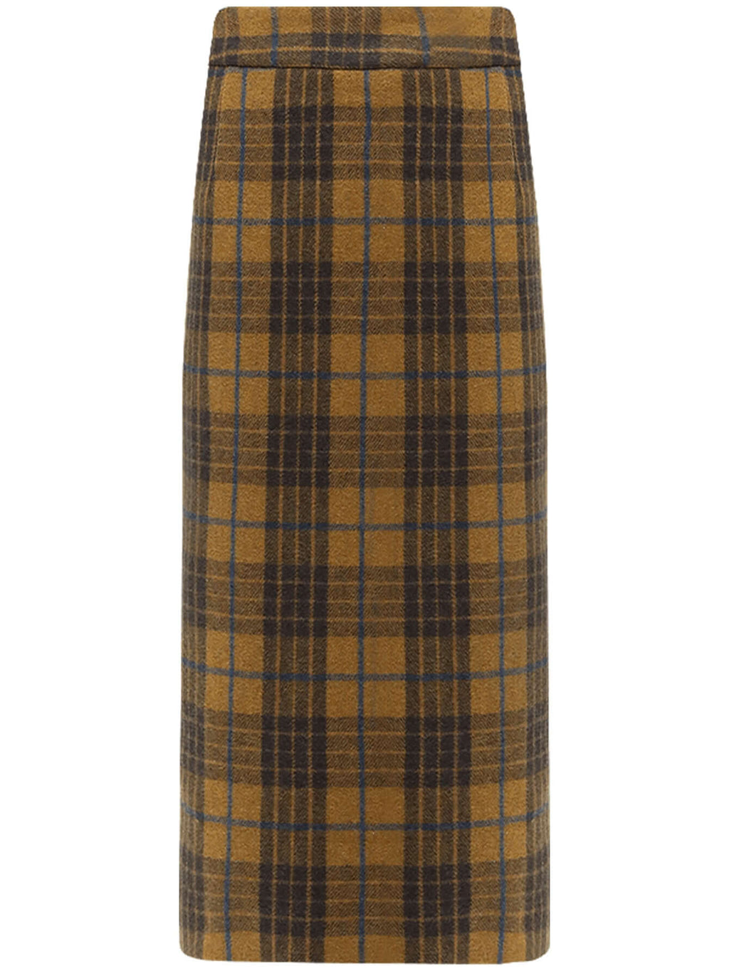 British-Style Brown Plaid Midi Skirt-3