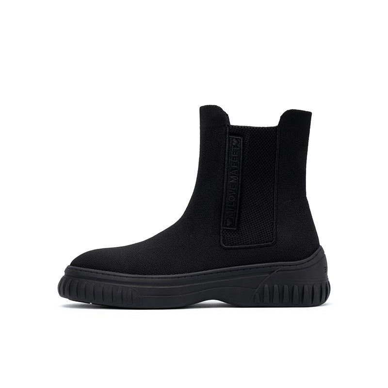 British Style Thick Soled Sporty Chelsea Ankle Boots-0