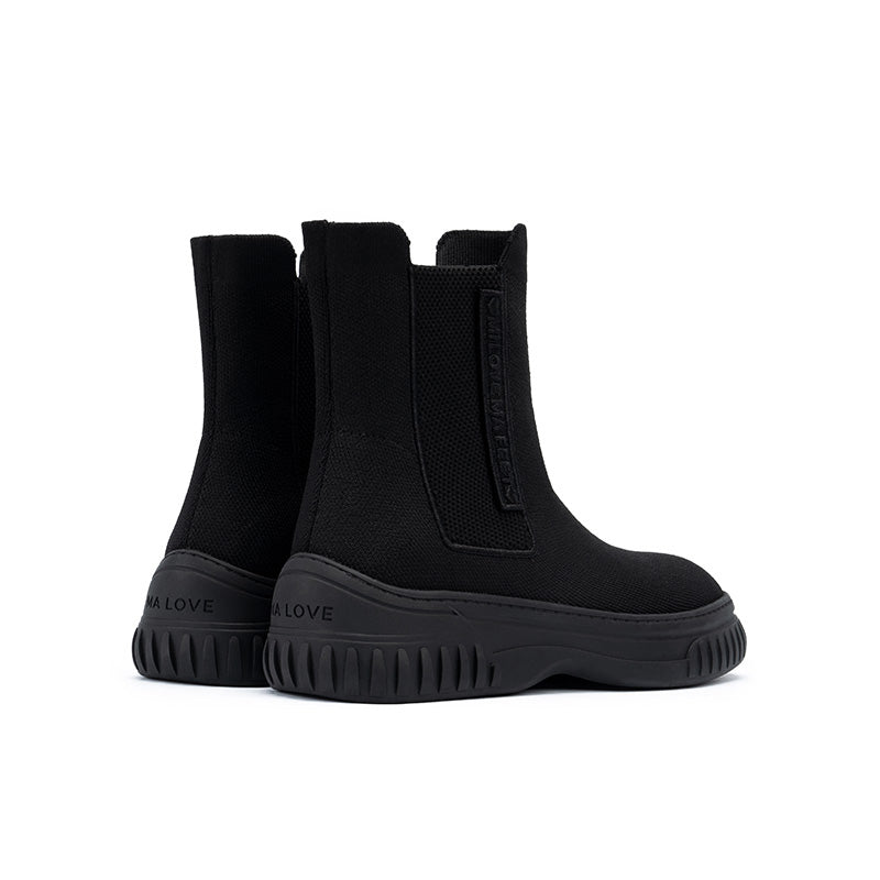 British Style Thick Soled Sporty Chelsea Ankle Boots-4