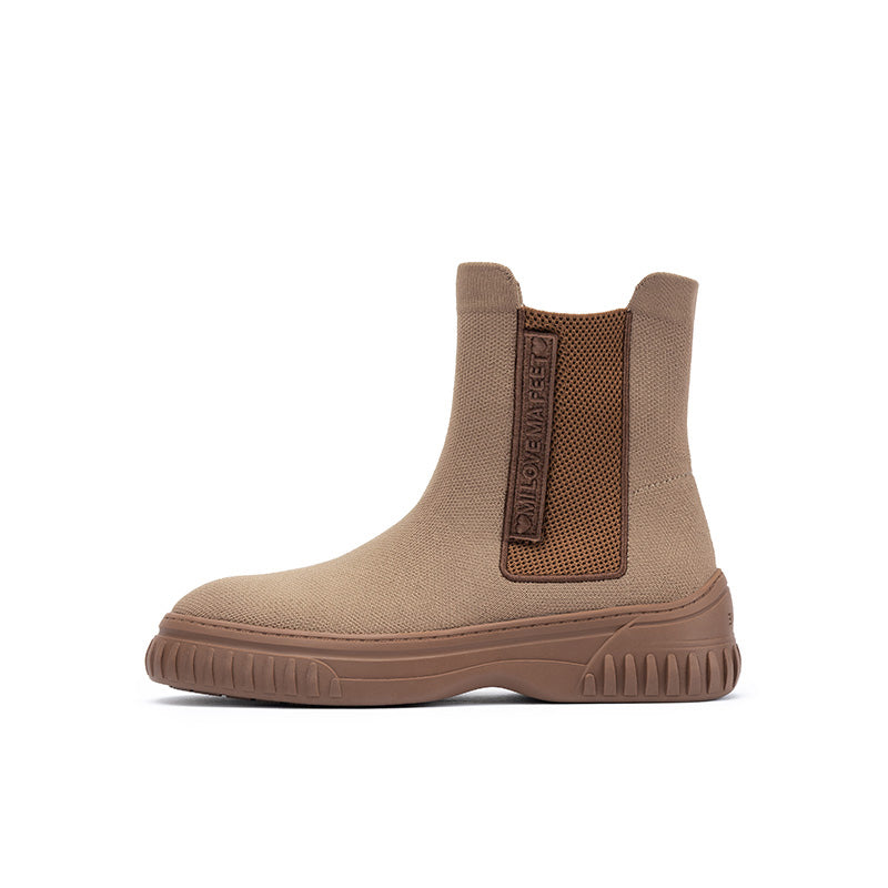 British Style Thick Soled Sporty Chelsea Ankle Boots-6