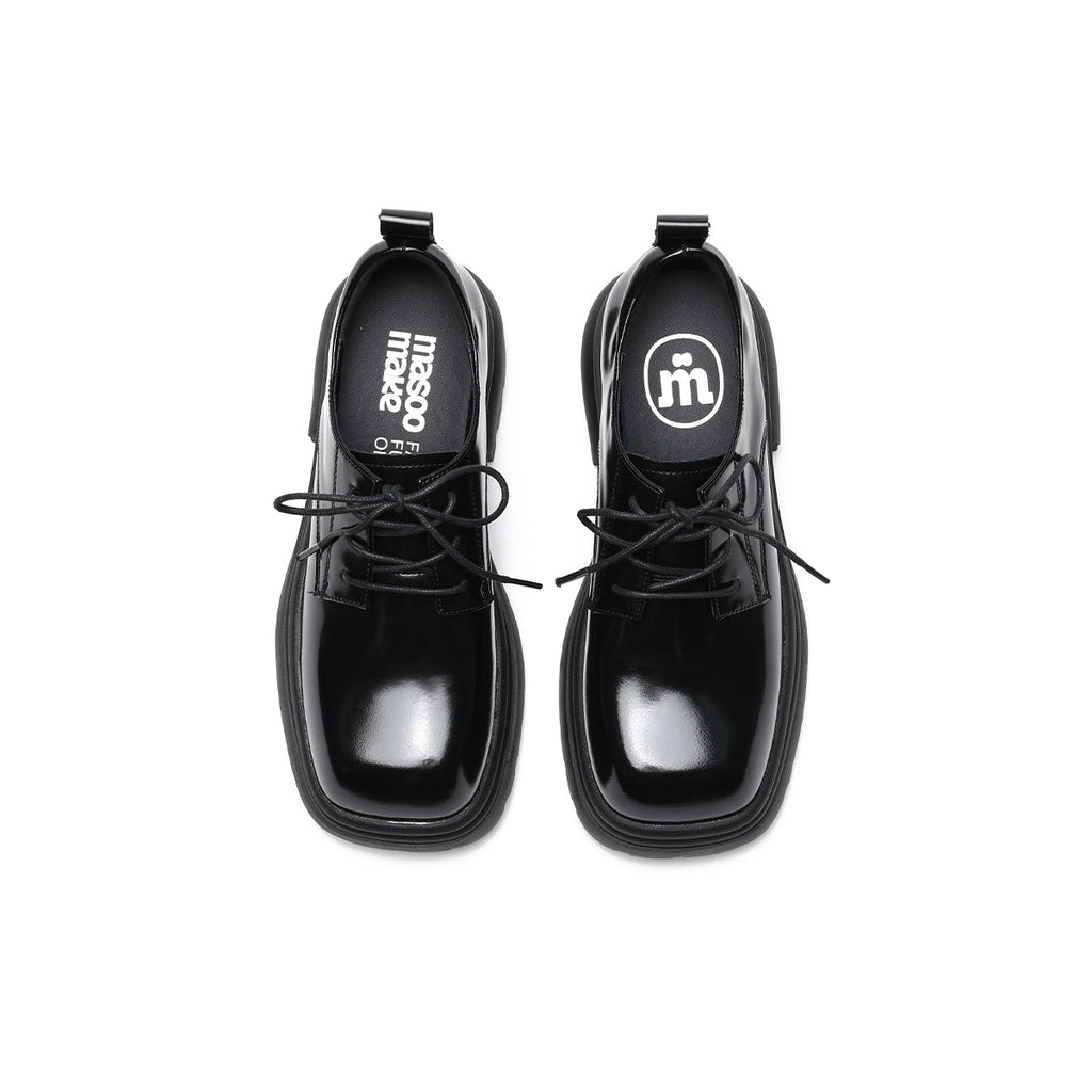 British Thick-Sole Derby Leather Lace Ups-4