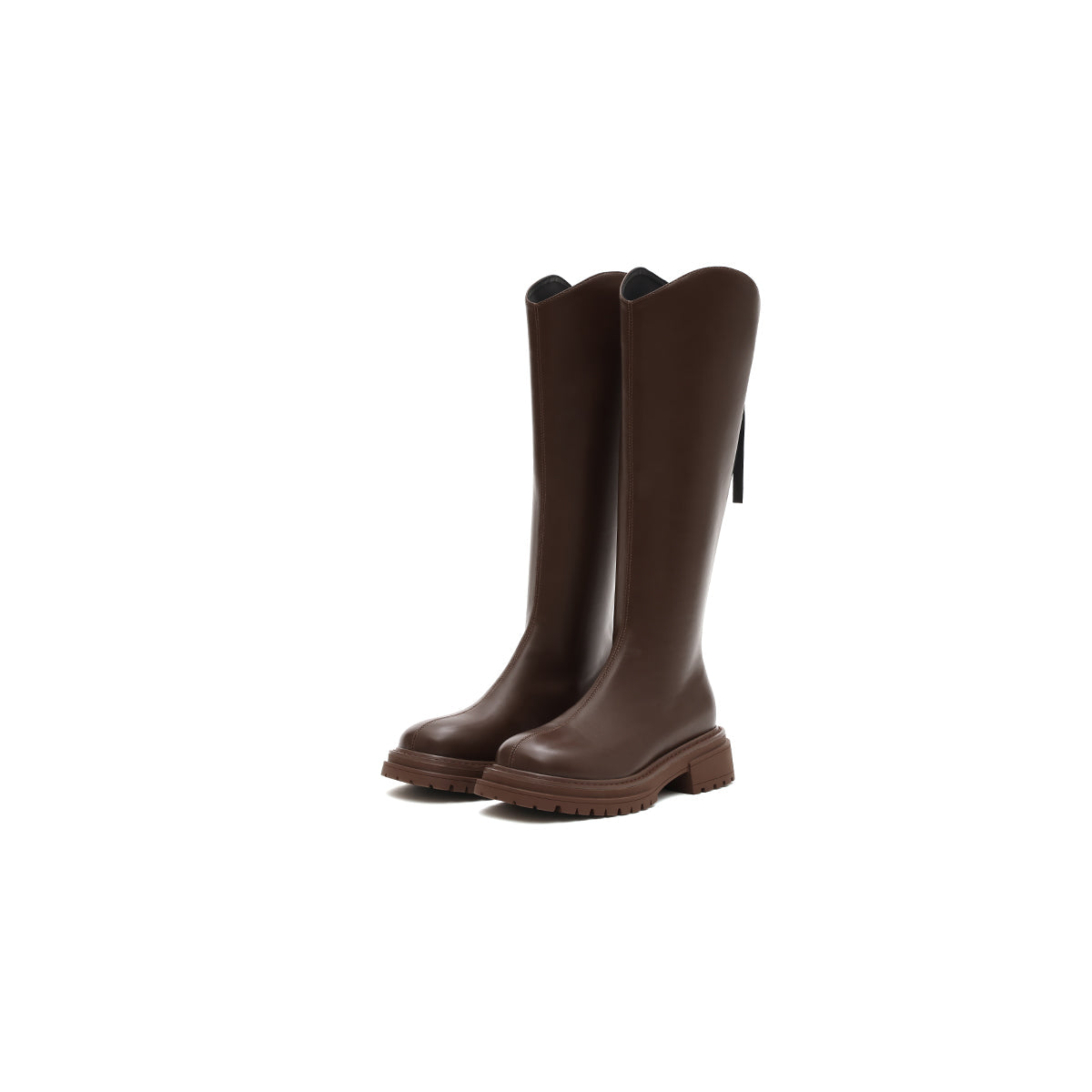 Brown Leather Knee-High Riding Boots-1