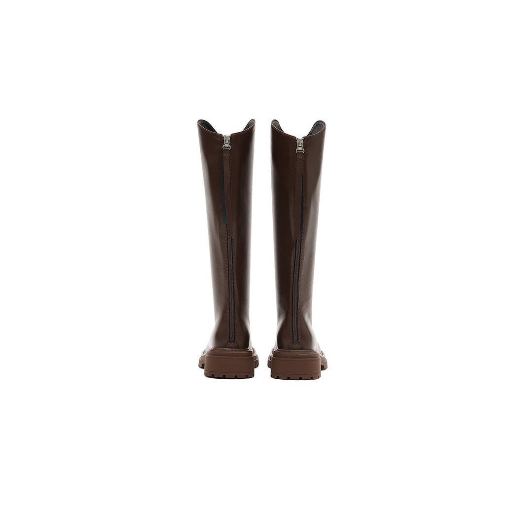Brown Leather Knee-High Riding Boots-2