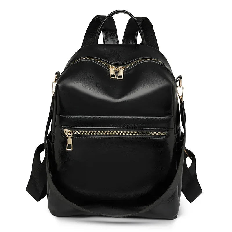 Women's Large Capacity PU Leather Travel School Work Backpack