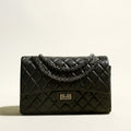 Capacious Black Quilted Bag with Metallic Chain Straps-0