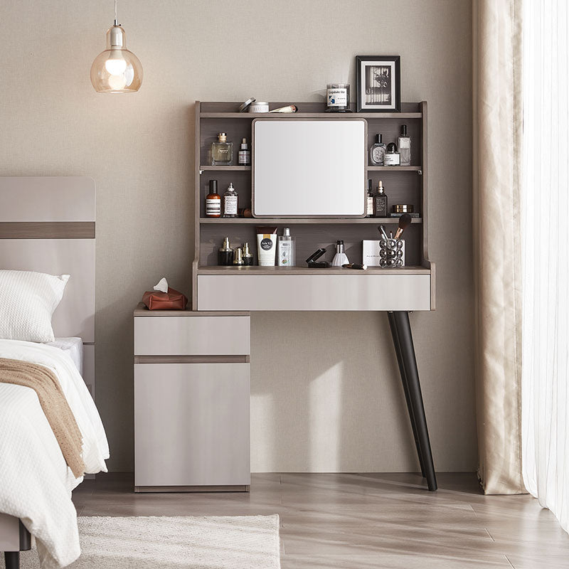 Cappuccino Taupe Dressing Table with Grey Stool Set-0