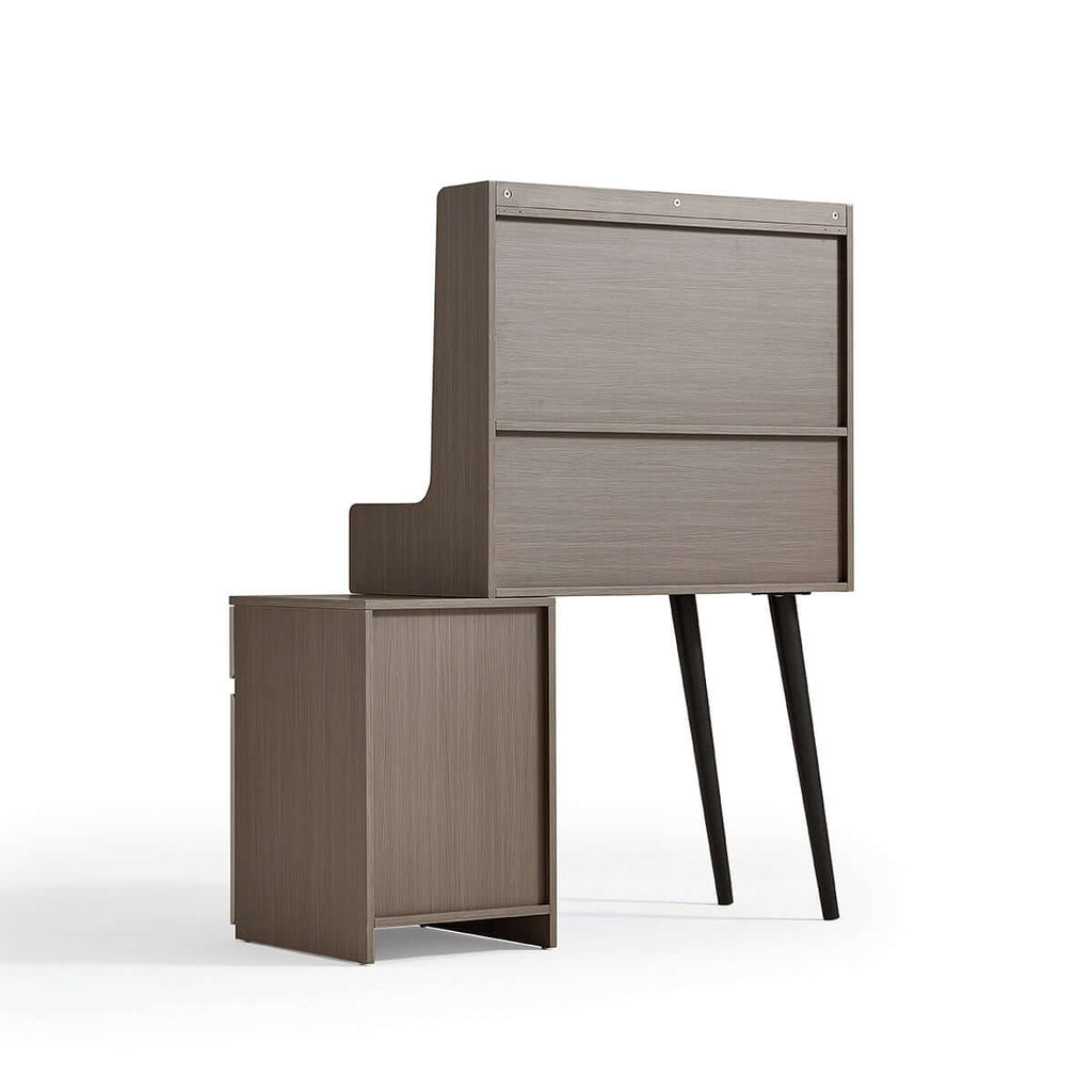 Cappuccino Taupe Dressing Table with Grey Stool Set-2