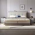 Cappuccino Taupe Platform Bed with Bedside Table & Mattress Set-0