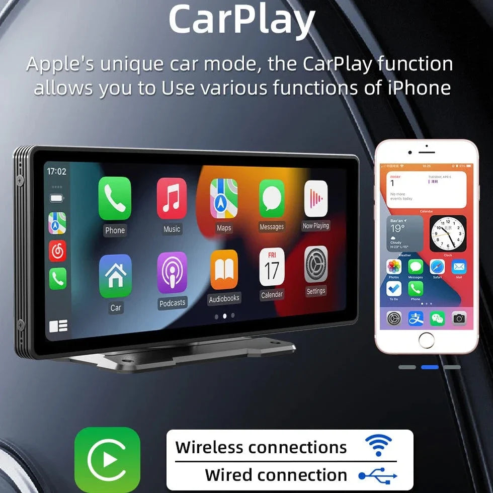 CarScreen 10.26" – Trådlös CarPlay/Android Auto + Gratis Backkamera