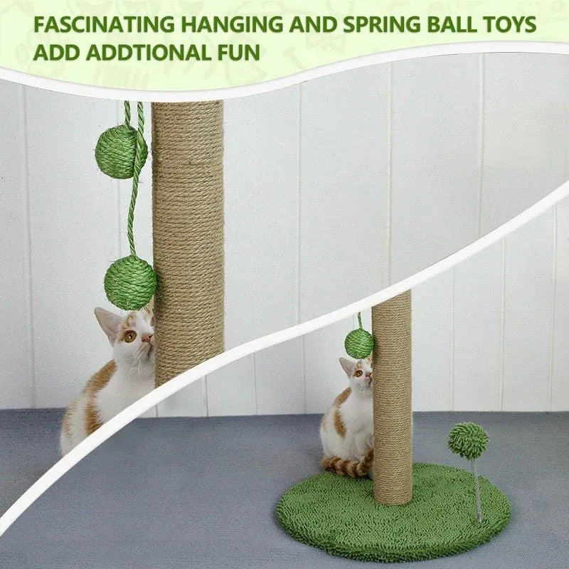 Cat Scratching Post Pole With Hanging Balls Toy