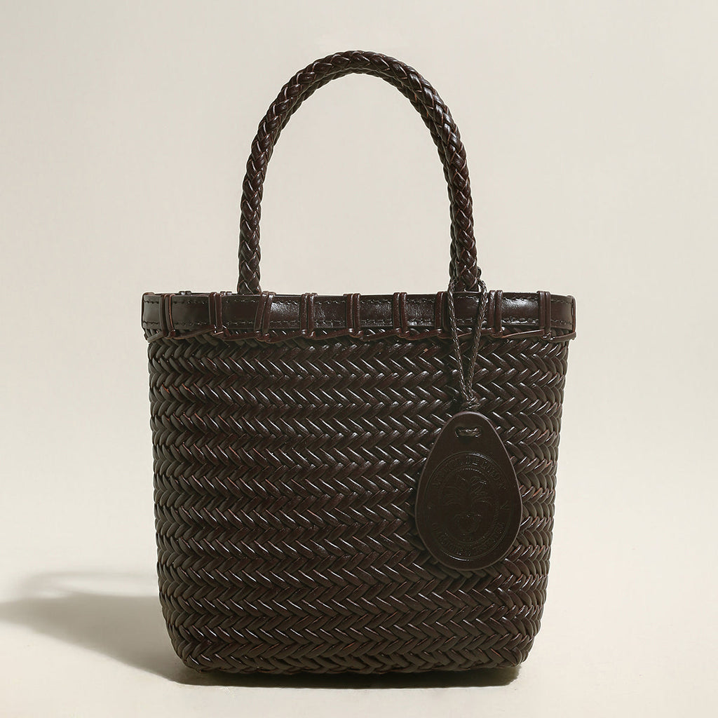 Chocolate Organic Reed Woven Basket Bag-0