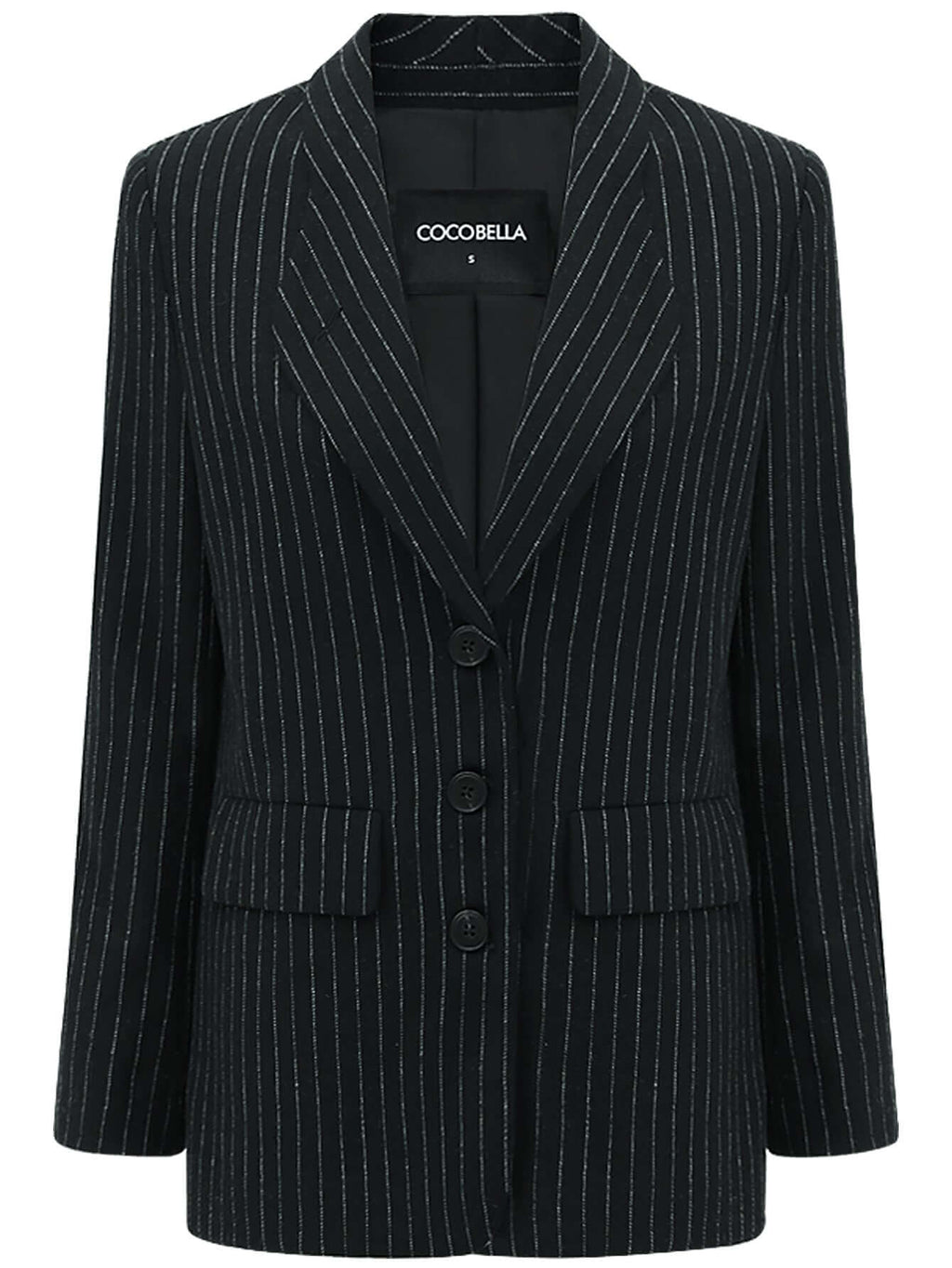 Classic Black Pinstripe Tailored Blazer-3