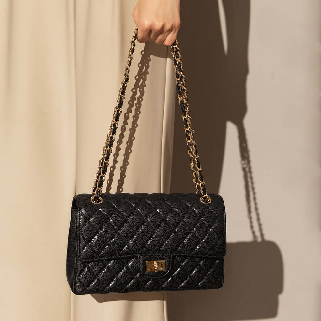 Classic Black Quilted Flap Shoulder Bag-3