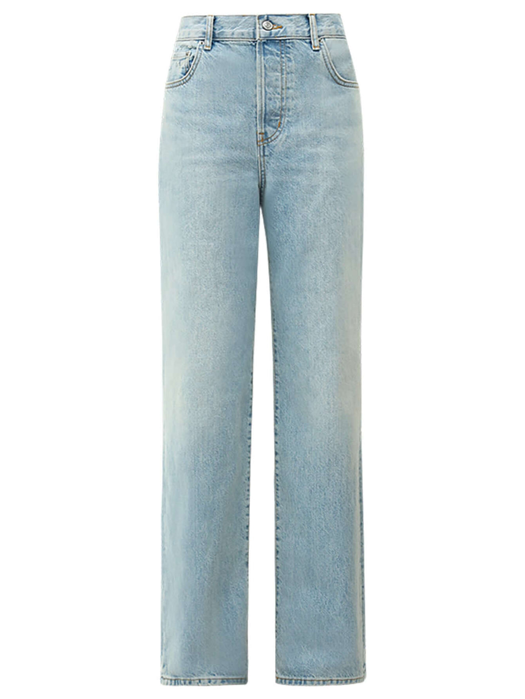 Classic Bleached Low Waist Straight-leg Blue Jeans-3