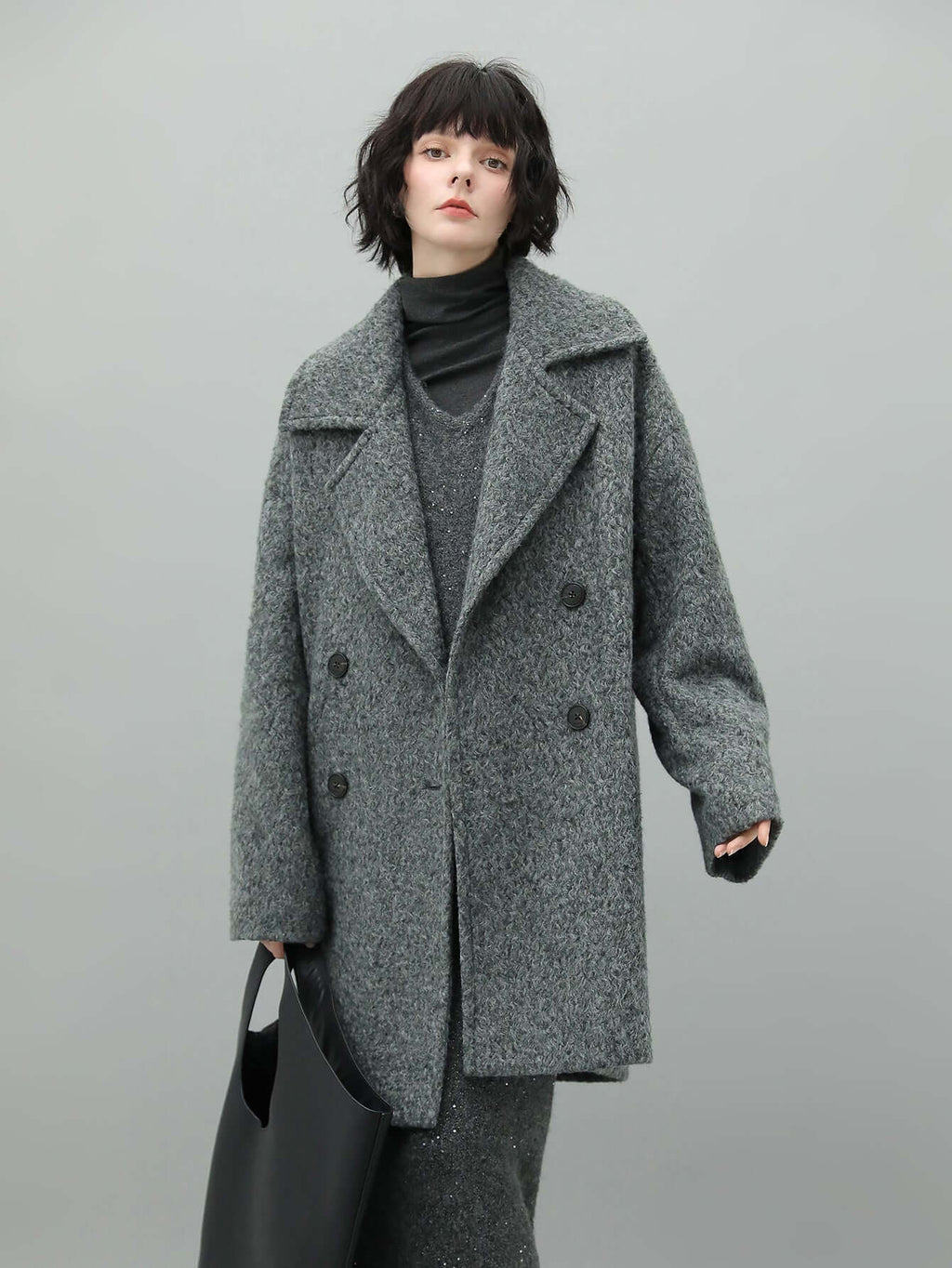 Classic Double-Breasted Napoleonic Grey Trench Coat-1