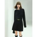 Classic Glittery Black Straight Knit Dress-0