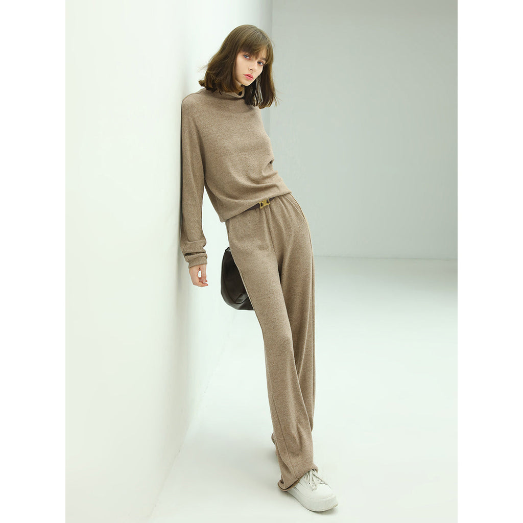 Comfortable Pull-On Lounge Pants Tan-2