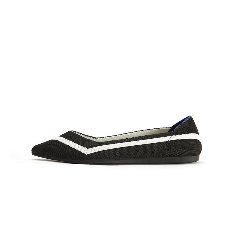 Comfortable Woven Striped Pointed Toe Flats-5