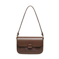 Compact Coffee Leather Box Shoulder Bag-0