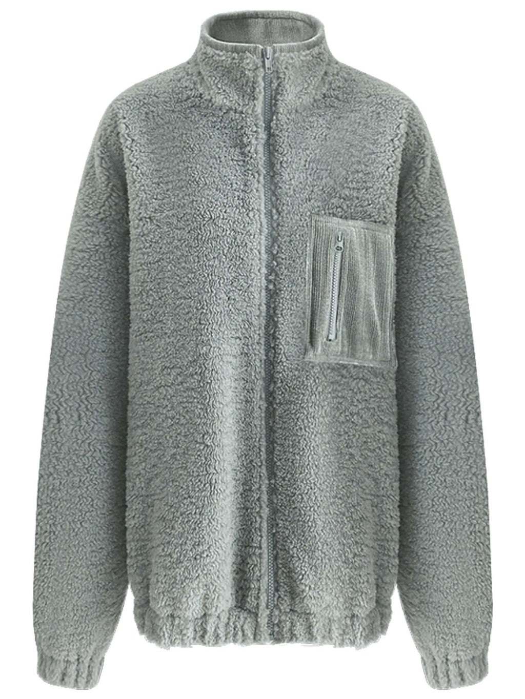 Cozy Zip Up Grey Plush Jacket-3