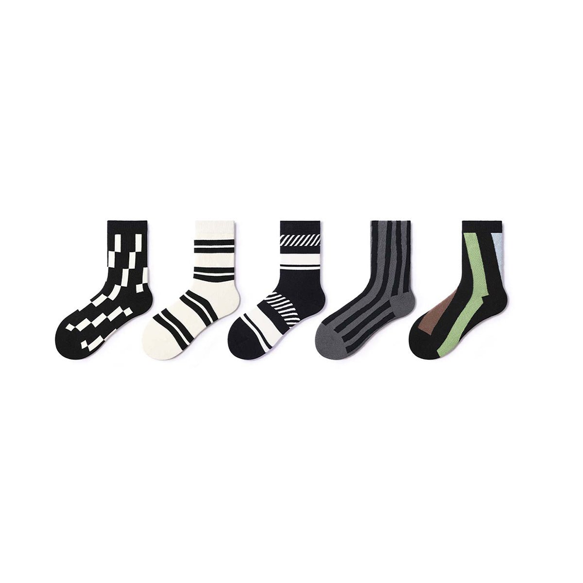 Creative Stripes All-season Men 5pcs Crew Socks Set-0
