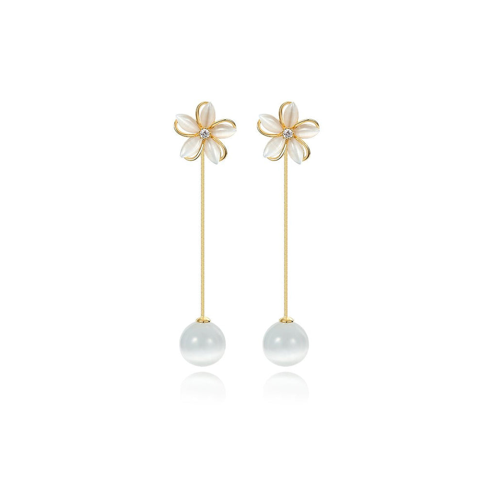 Crystal Clear Flowers Gold Earrings-0