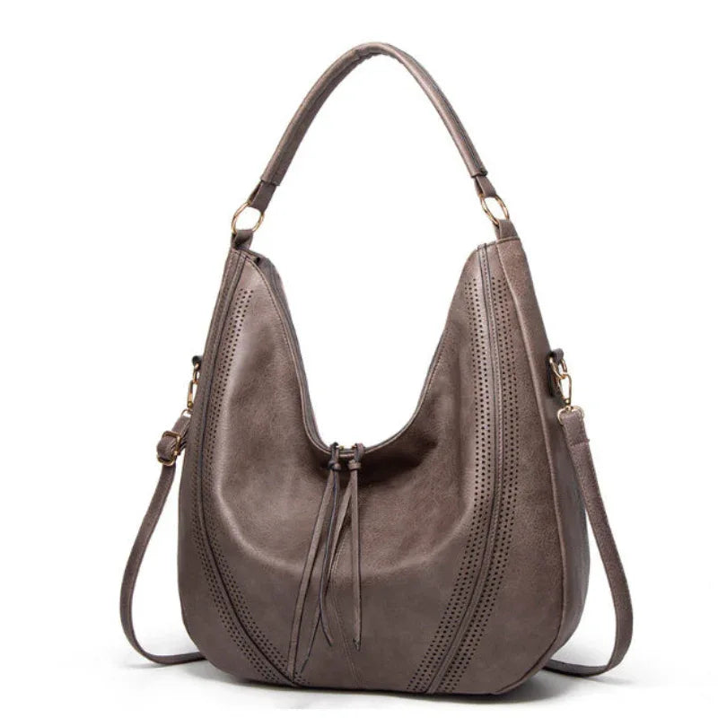 Trendy Retro Large Capacity Tote Shoulder Bag Tassel Hollow One-Shoulder Bag Women's Handbag