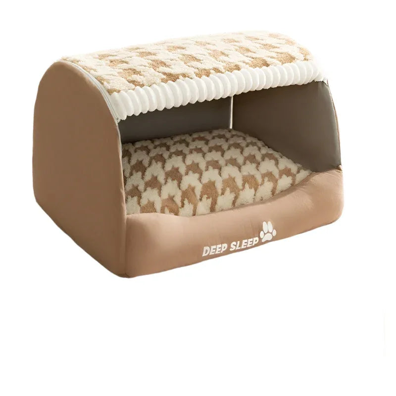 Three-Dimensional Dog Curved Kennel Removable Roof Warm Nest Enclosed Sofa Pet Bed