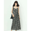 Dainty Floral Black Slip Dress