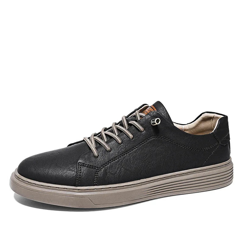 Low-Top Men's Shoes Two-Layer Cowhide Casual Sneakers