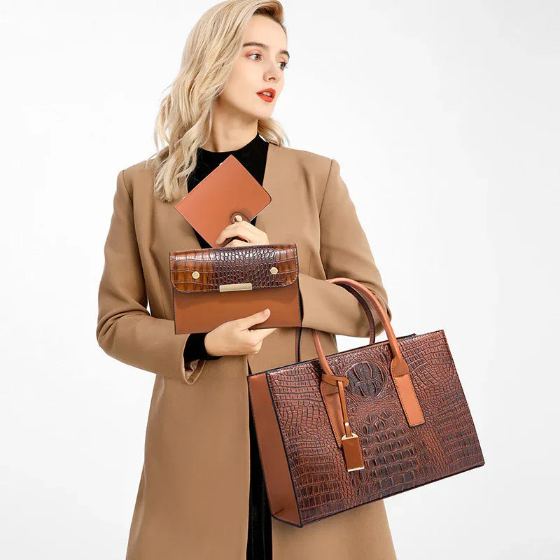 Women's Handbag PU Leather Shoulder Bag Three-Piece Set