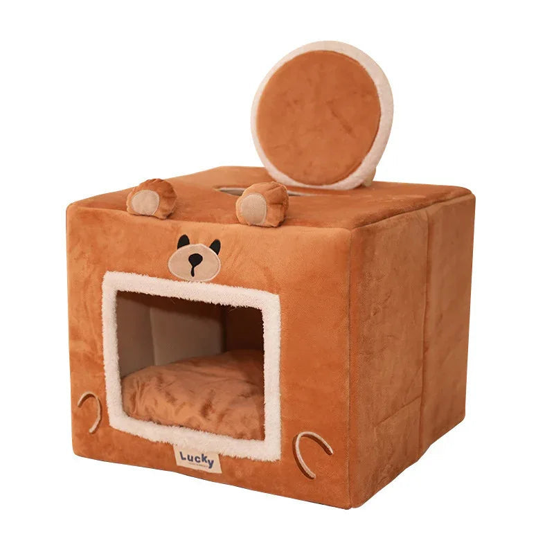 Cat House Dog Pet Bed Snooze Indoor Kennel Self Warming Sleeping Washable Removable Pet Tent Shelter