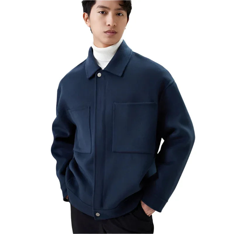 Double-Faced Men's Woolen Loose Fit Cashmere Jacket