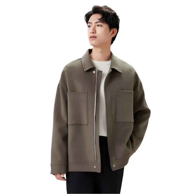 Double-Faced Men's Woolen Loose Fit Cashmere Jacket