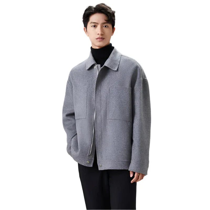 Double-Faced Men's Woolen Loose Fit Cashmere Jacket