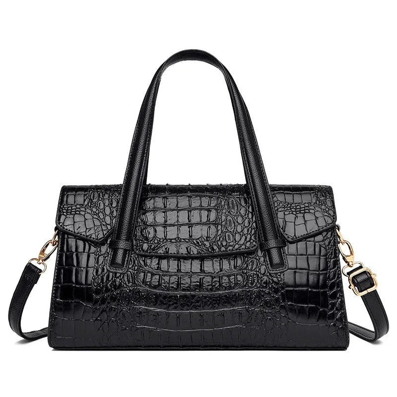 Soft Leather Fashionable Handbag With Large Capacity & Shoulder Strap