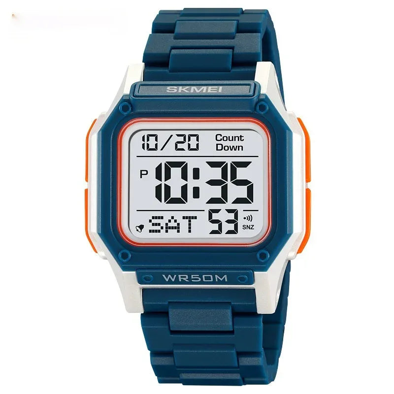 Multifunctional Rectangular Electronic Digital Resin Mirror Material Men's Watch