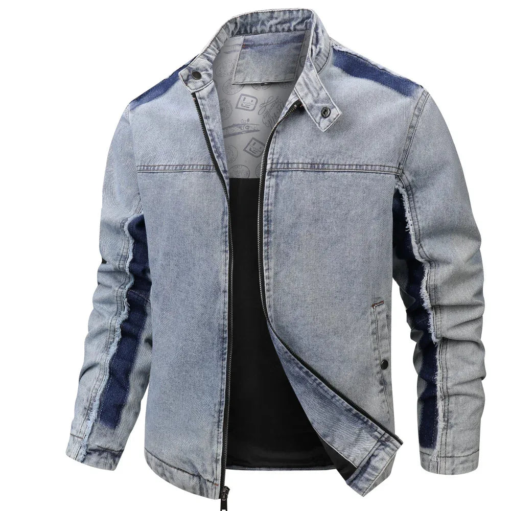 Men's Retro Denim Patchwork Jacket