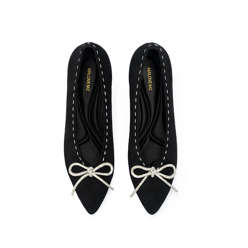 Elegant Rhinestone Bow Kitten Heels-4