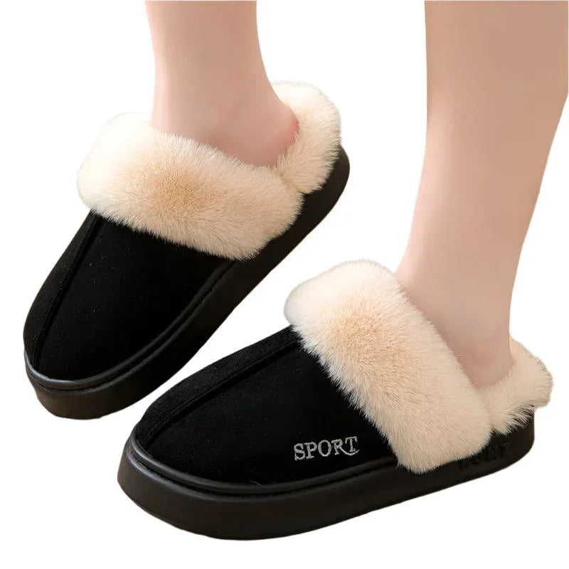 Faux Suede Warm Home Slippers For Women