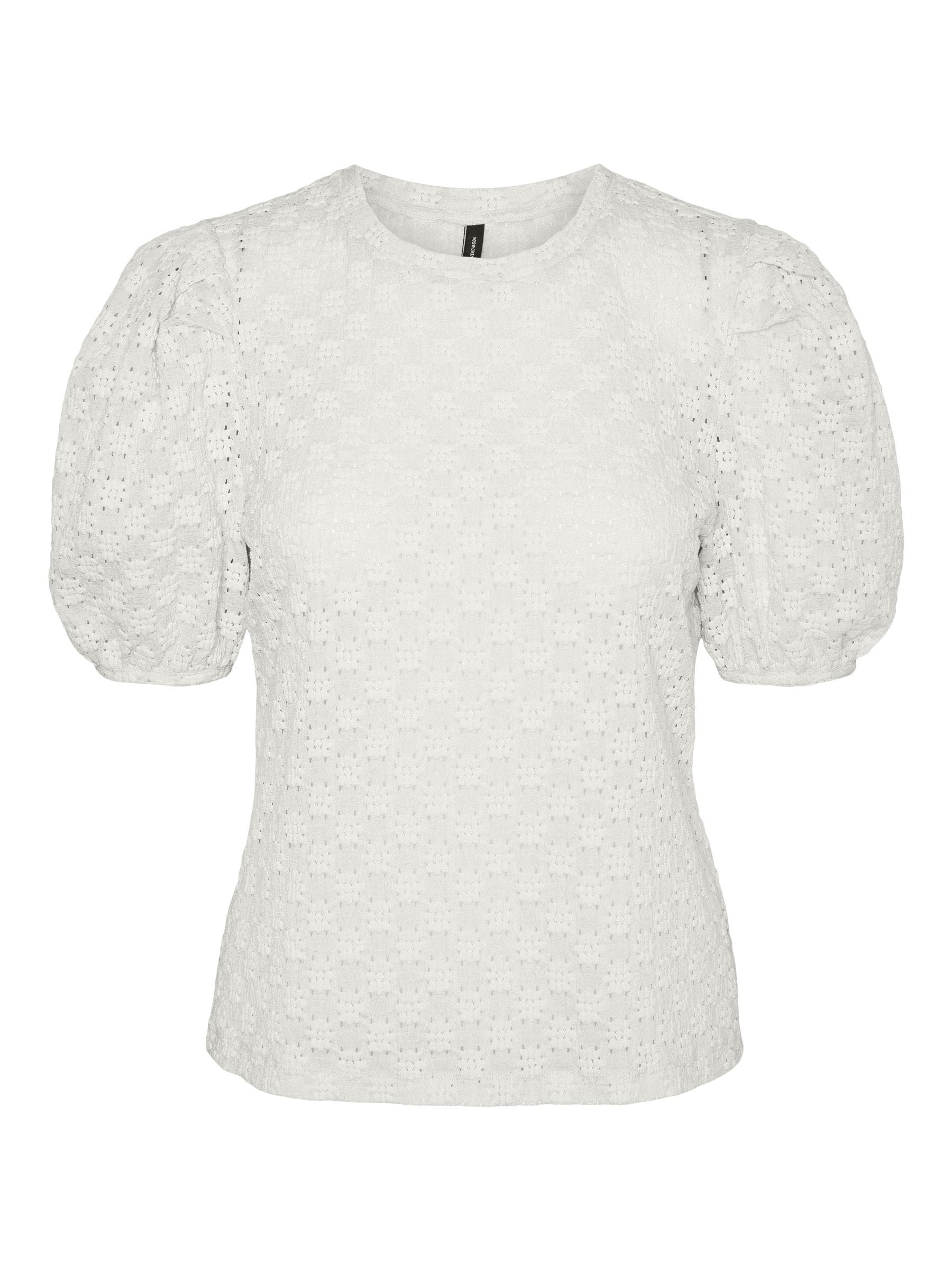 FLOWER SS PUFF SLEEVE TOP