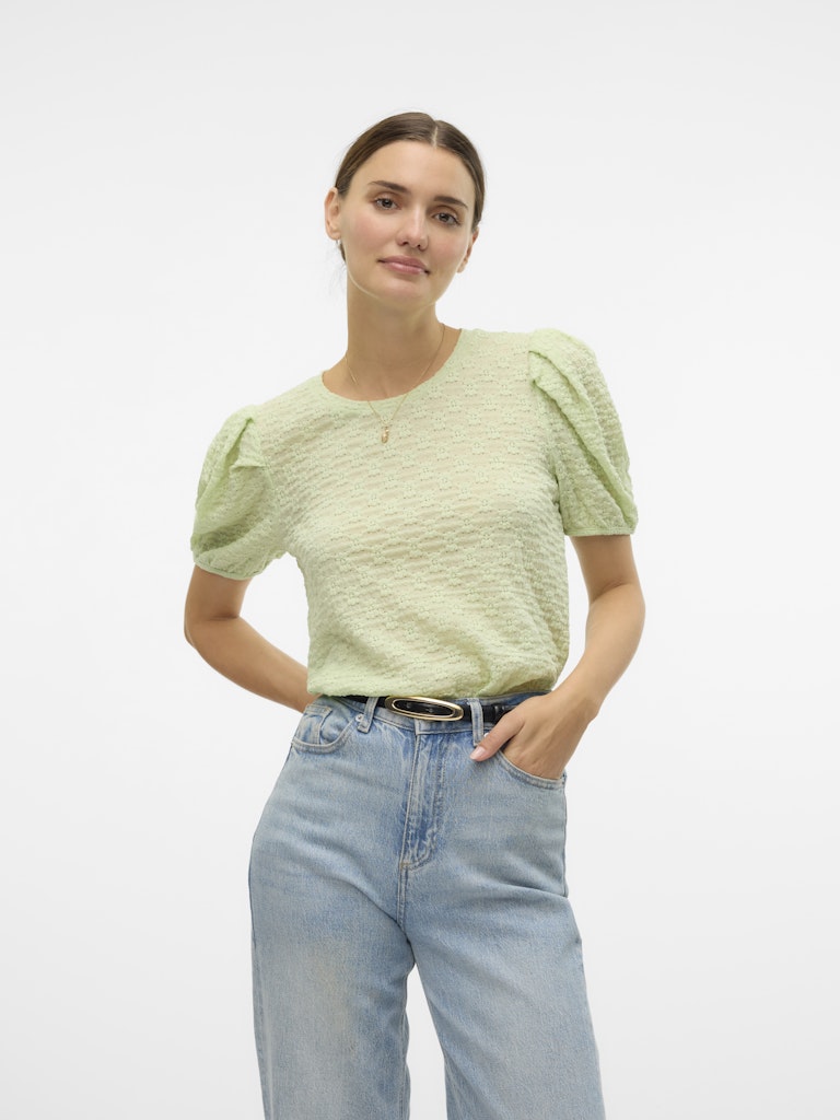 FLOWER SS PUFF SLEEVE TOP