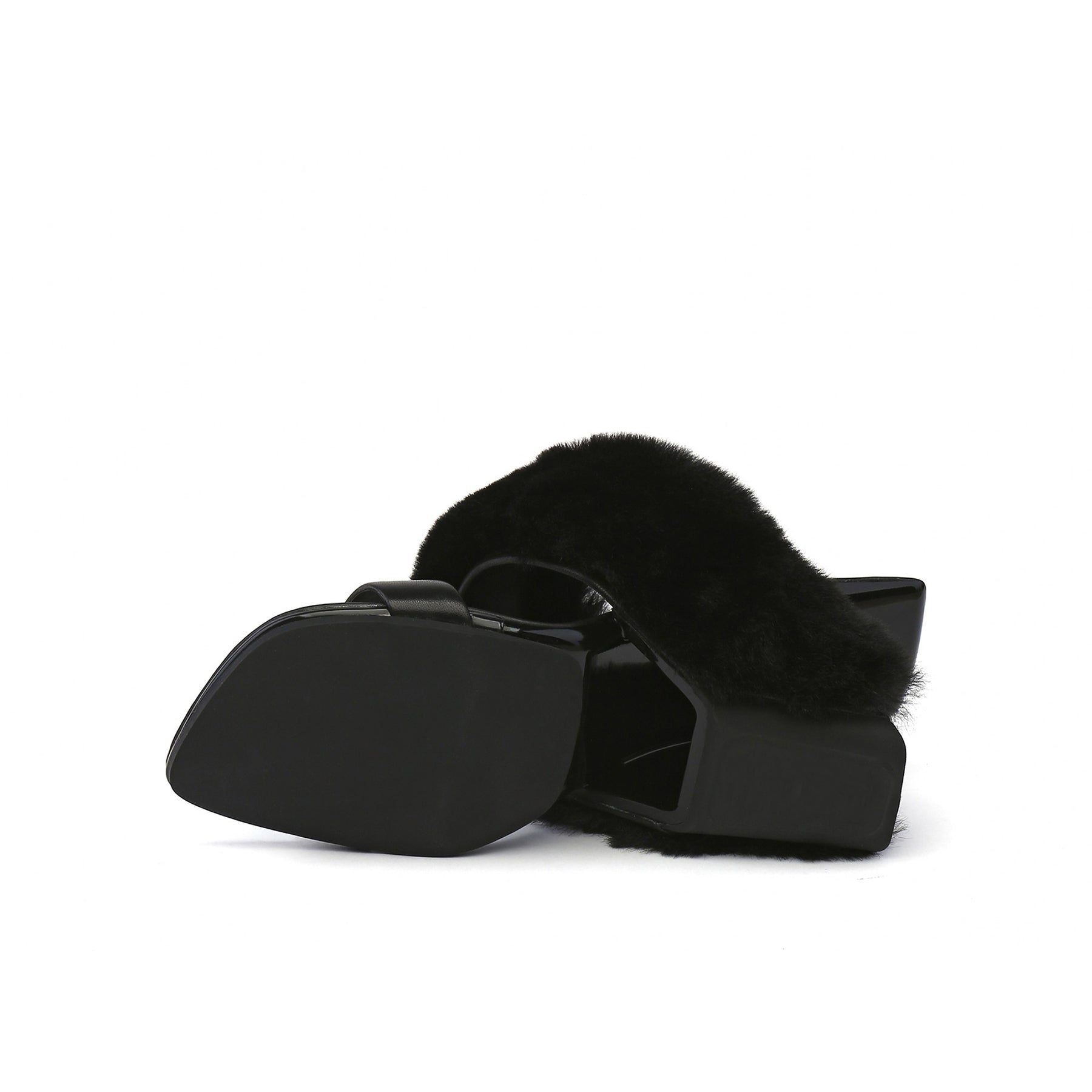 Fluffy Faux Fur Wedge Mules-3