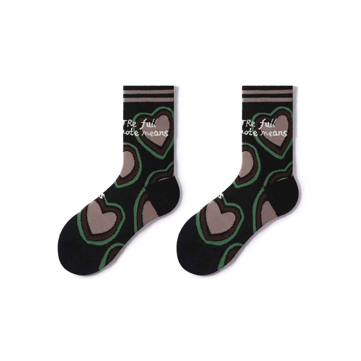 Full Note Retro Sporty All-season Women 5pcs Crew Socks Set-1