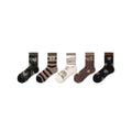 Full Note Retro Sporty All-season Women 5pcs Crew Socks Set-0
