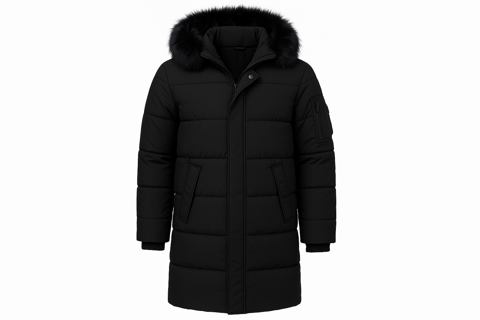 Black 3XL Winter Fur Hooded Thick Overcoat Jacket Stylish Lightweight Quilted Warm Puffer Coat